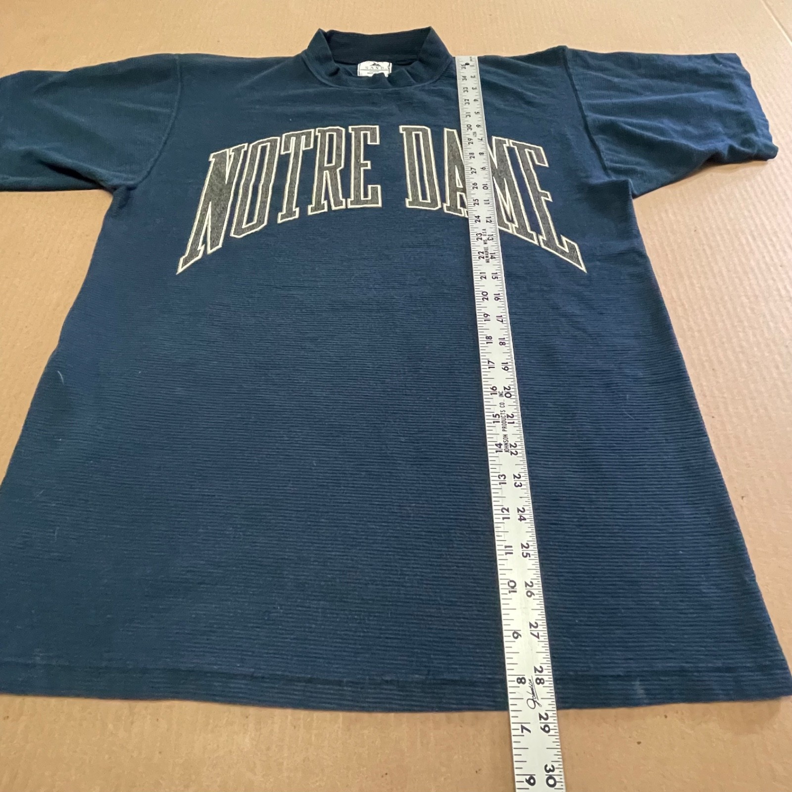 Vintage Notre Dame T-Shirt M 1990s Galt Sand USA Made Navy Blue Arched Spellout