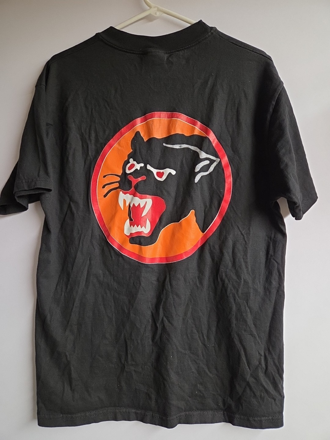 Vintage 90s Y2K HANES Beefy Large Black Panthers T-shirt Troop 24 20×27.5