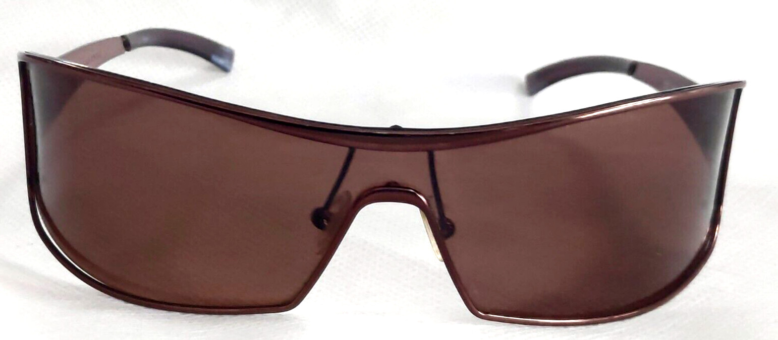 Vintage Giorgio Armani Brown Wrap Sunglasses GA 64/S Unisex Circa Y2K Italy