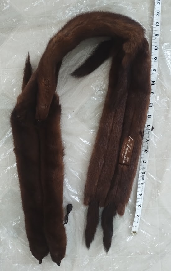 Vintage Fur Nakamura 6 Pelt Brown Mink Fur Stole Wrap Ginza Toyko, Never Worn