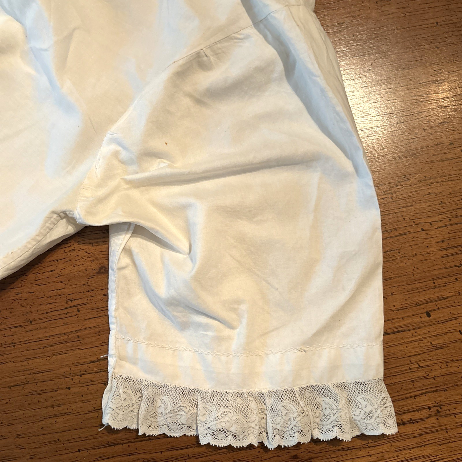Antique Victorian Edwardian Blouse XS Cotton Lace Off the Shoulders Chemise TLC