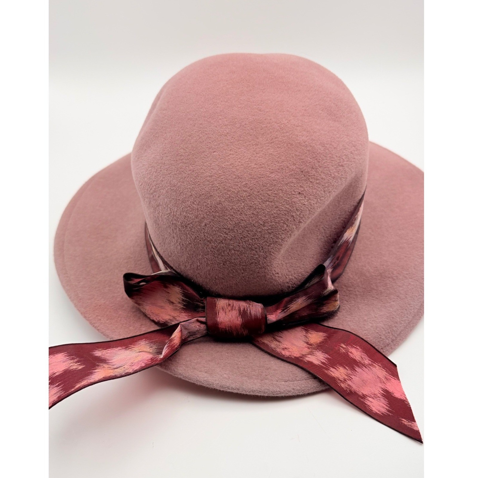 Chapeau Creations Wide Brim Bow Velour Felt Hat Womens One Size Pink