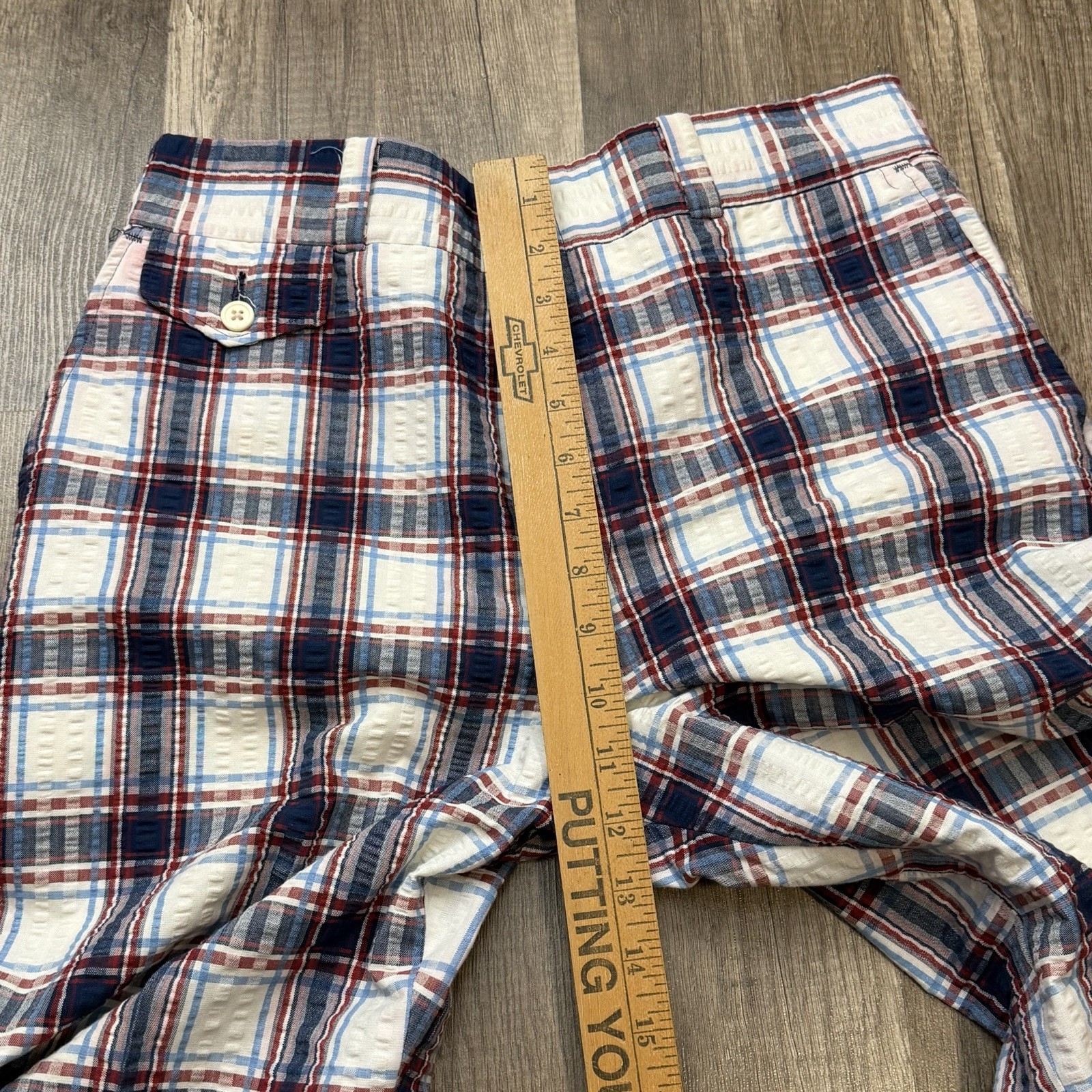 Vintage 70s Levis Panatela Plaid Seersucker Flare Pants Mens 30×33