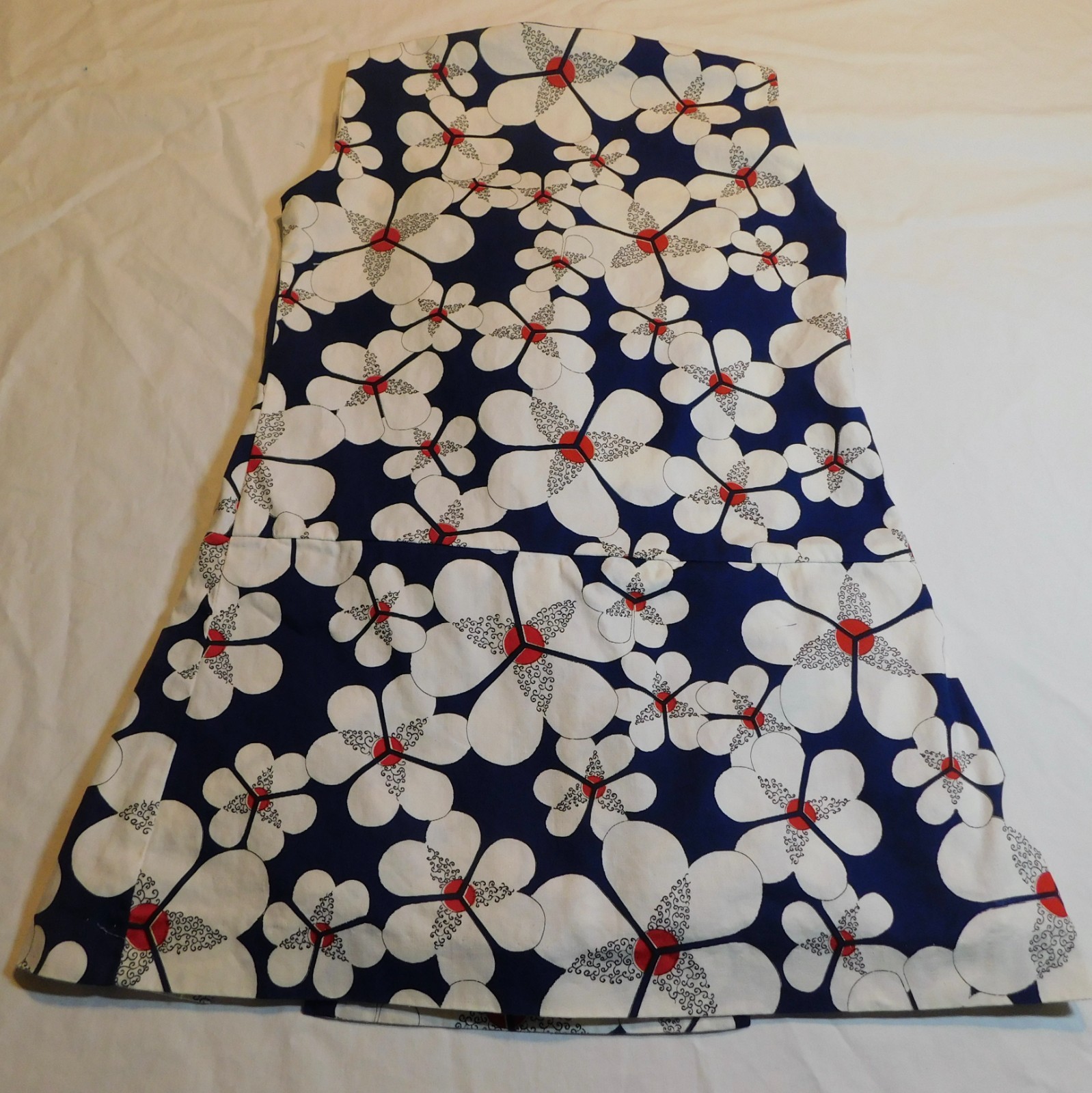 VTG 60s 70’s DRESS MINI JUMPER SKORT LARGE DAISY FLOWERS MOD GOGO GROOVY L