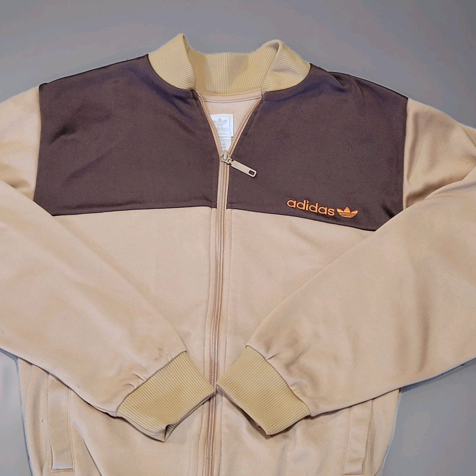 Vintage Adidas Originals Track Jacket Mens XS Brown Colorblock Trefoil Y2K 2005