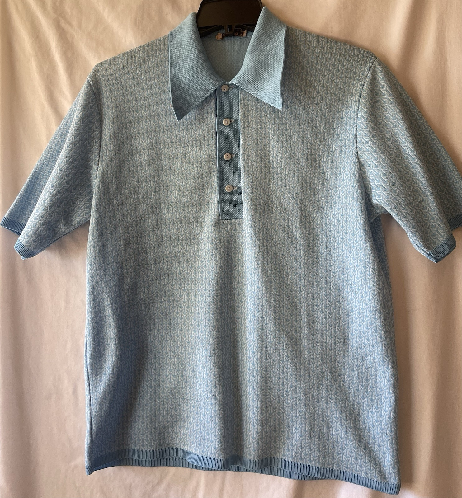 VINTAGE CARLOS, PALM SPRINGS, Men’s M/L Blue Short Sleeve Poly Polo Shirt