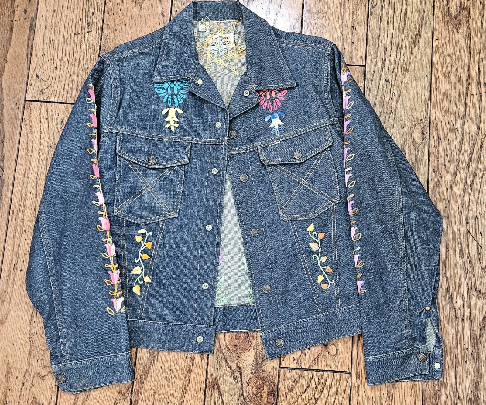 Big Yank Sanforized Denim Jacket Custom Embroidery USA Dead Stock 1960’s Vintage
