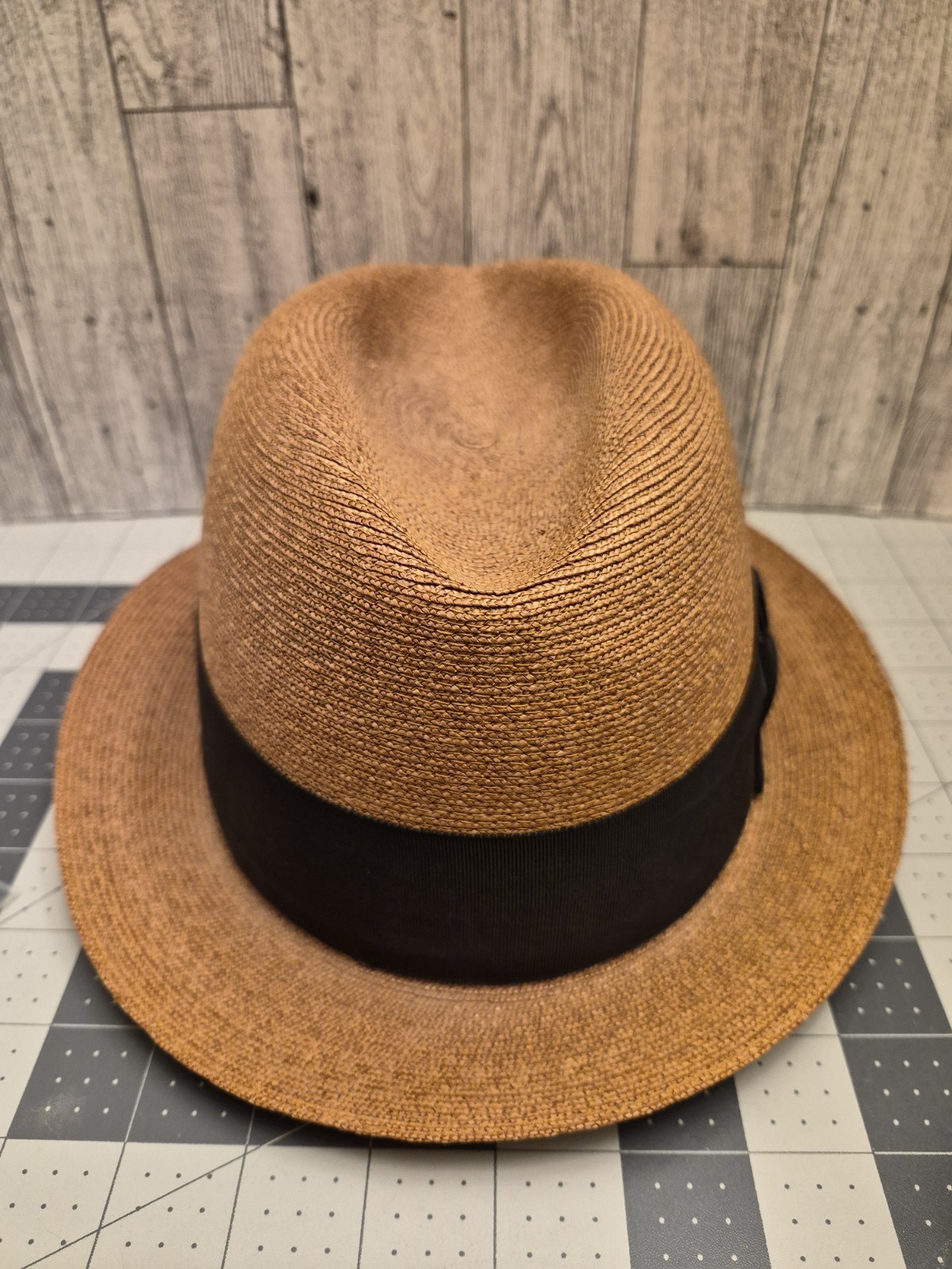 Vintage Knox New York Straw Fedora Hat 7 1/8 size