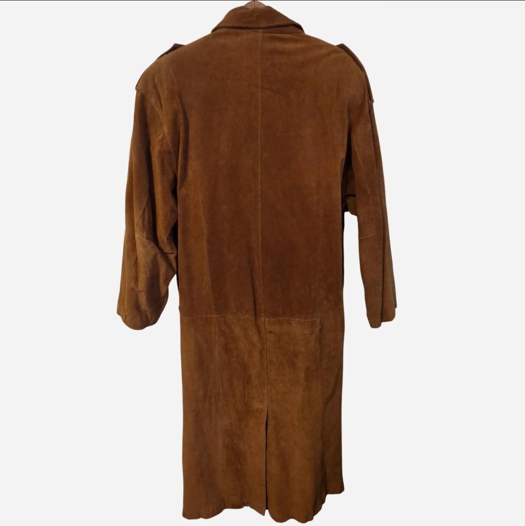 Vintage 70s Tan Suede Genuine Leather Western Duster Coat Jacket M