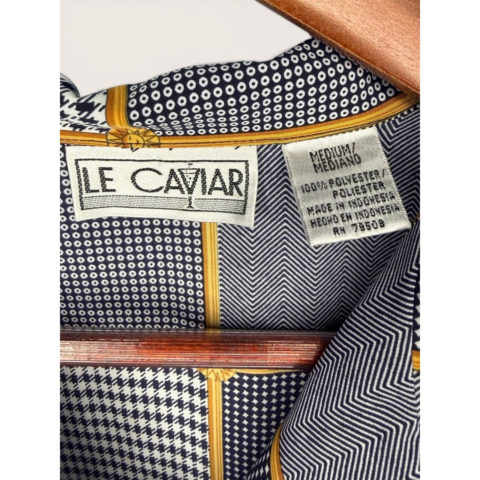 Vintage Le Caviar Oversized Button Up Blouse Top 90s Maximalism Retro Celestial
