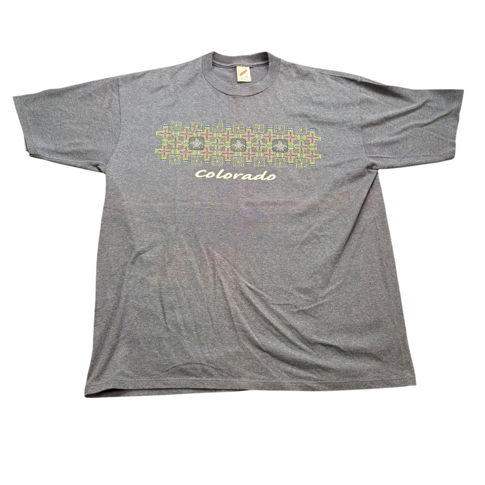 Vintage Jerzees Colorado Graphic T Shirt Mens XL Grey Southwestern Made in USA