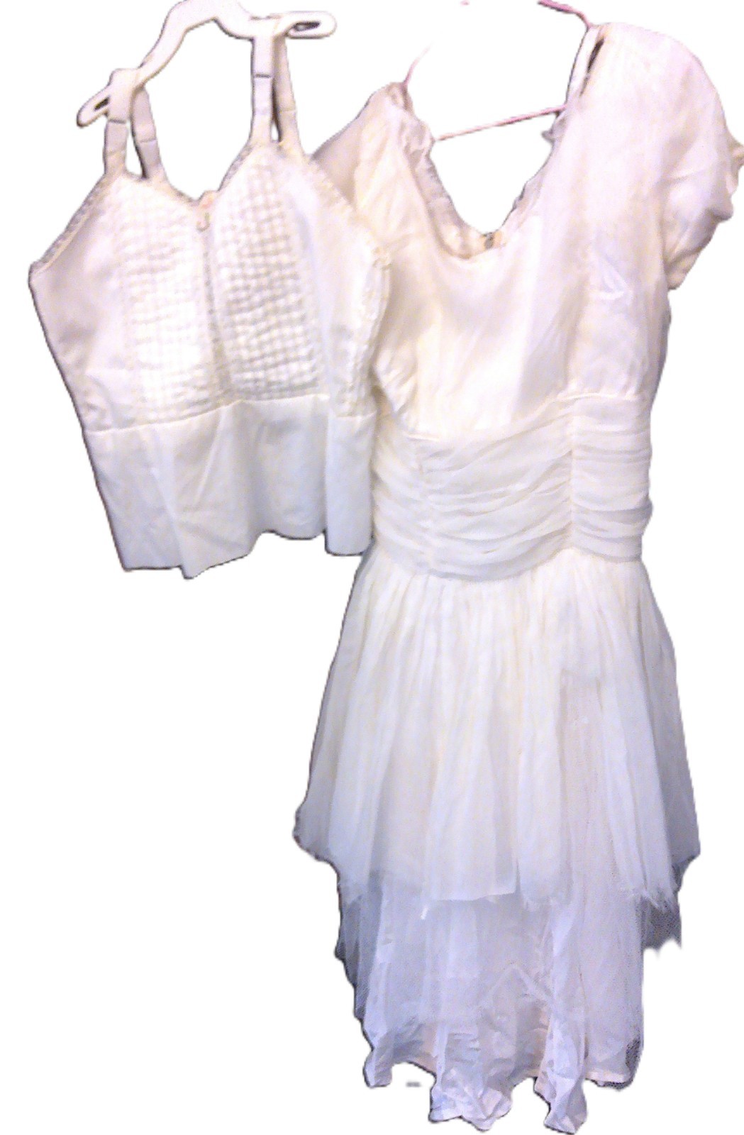 Vintage Tattered Party Dress White + Camisole 1950s-’60s Girls/Women’s Small