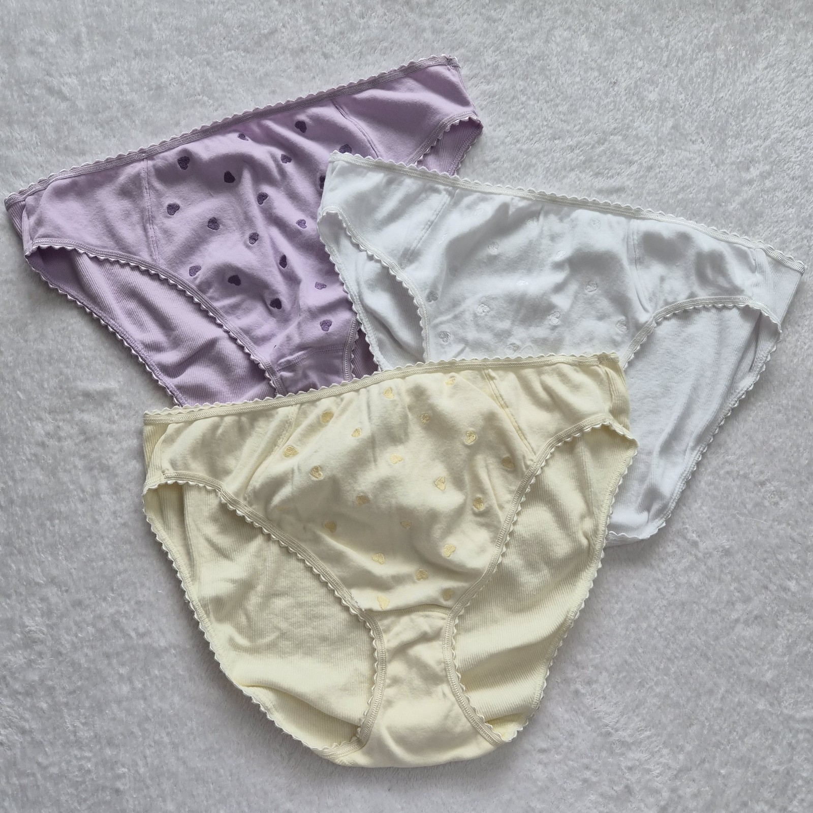 Lot 3 Pairs VANITY FAIR Plus Size Cotton Panties Cute Hearts Hi Cut Brief 4X/11