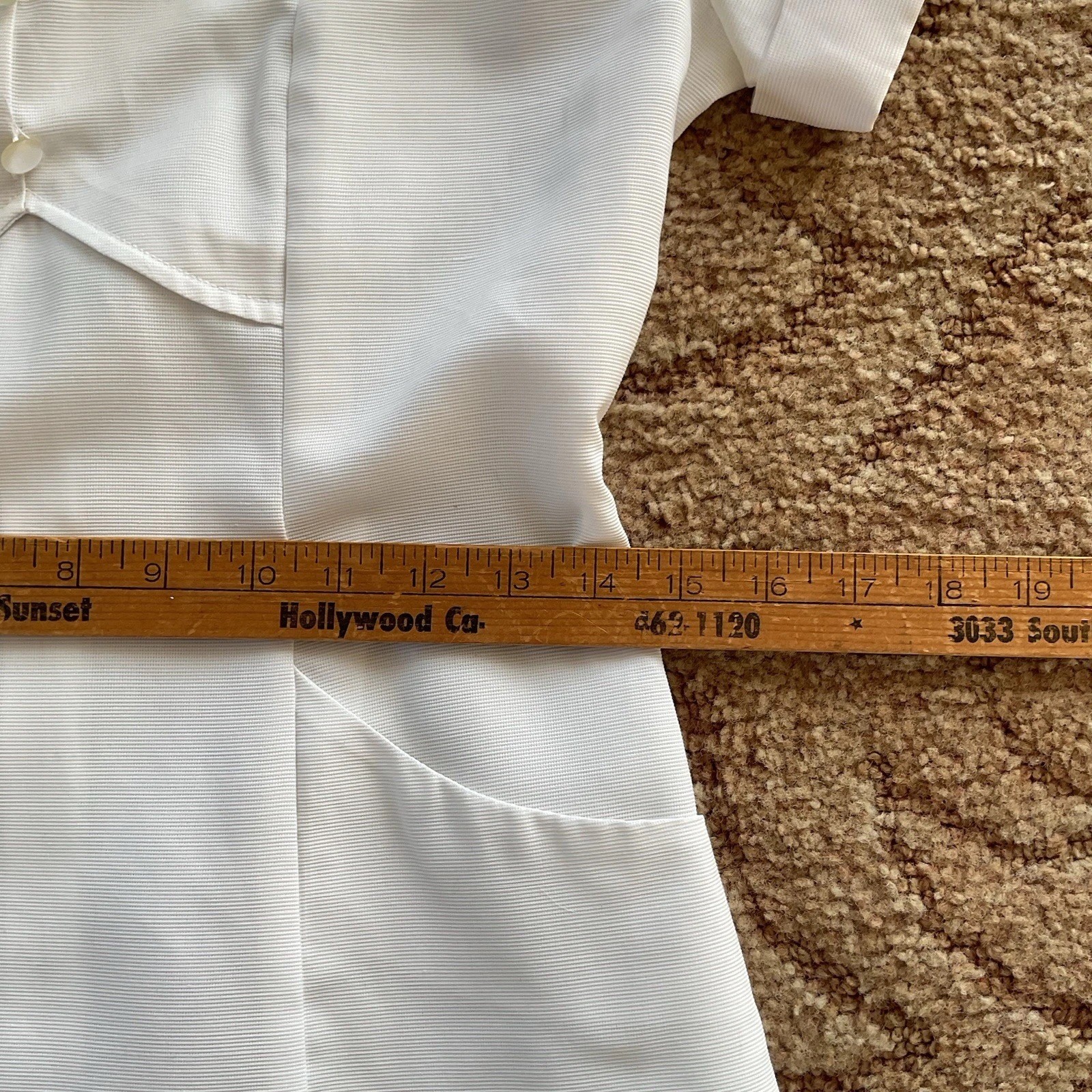 VTG 1960’s A CREST PETITE XS/S White Nurse Uniform Dress Cuffed Sleeves Pockets