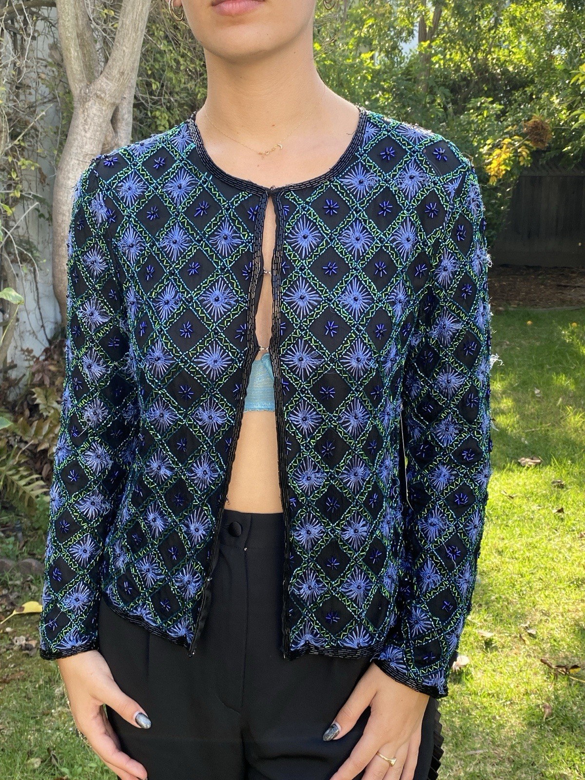 Vintage NWT Laurence Kazar L 100% Silk Beaded Evening Jacket NEW