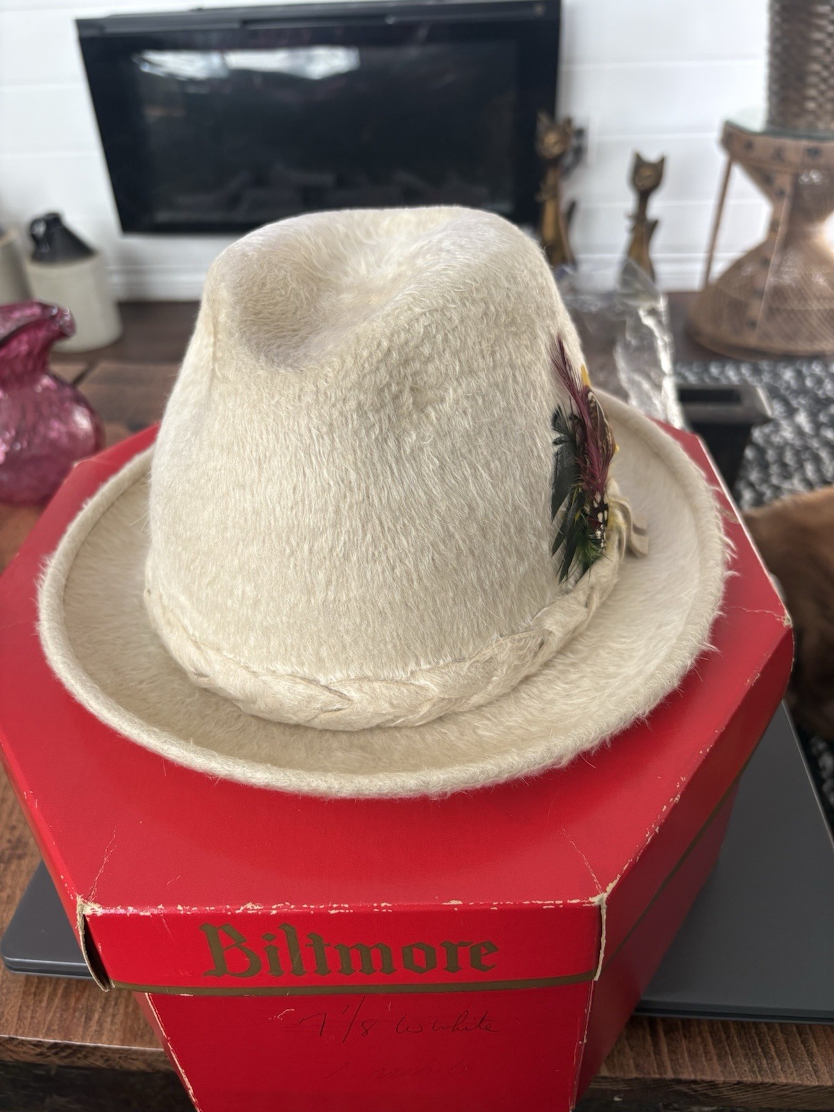 Biltmore Hat Men’s 7 1/8 Beaver Vintage Fur Stetson Antique Beaver Leather Rare