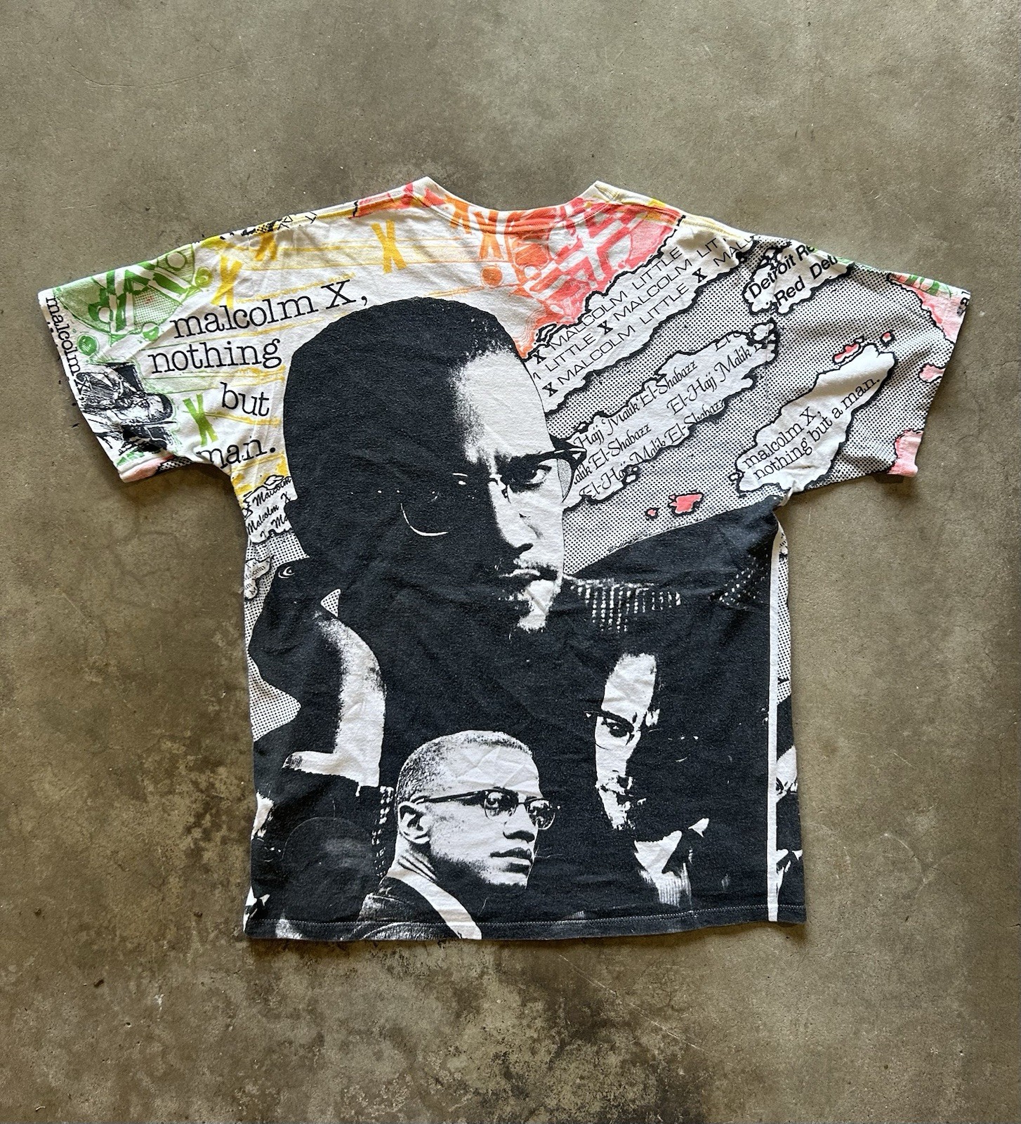 Vintage Malcolm X All Over Print T Shirt USA Rap Tee Hip Hop 90s XL