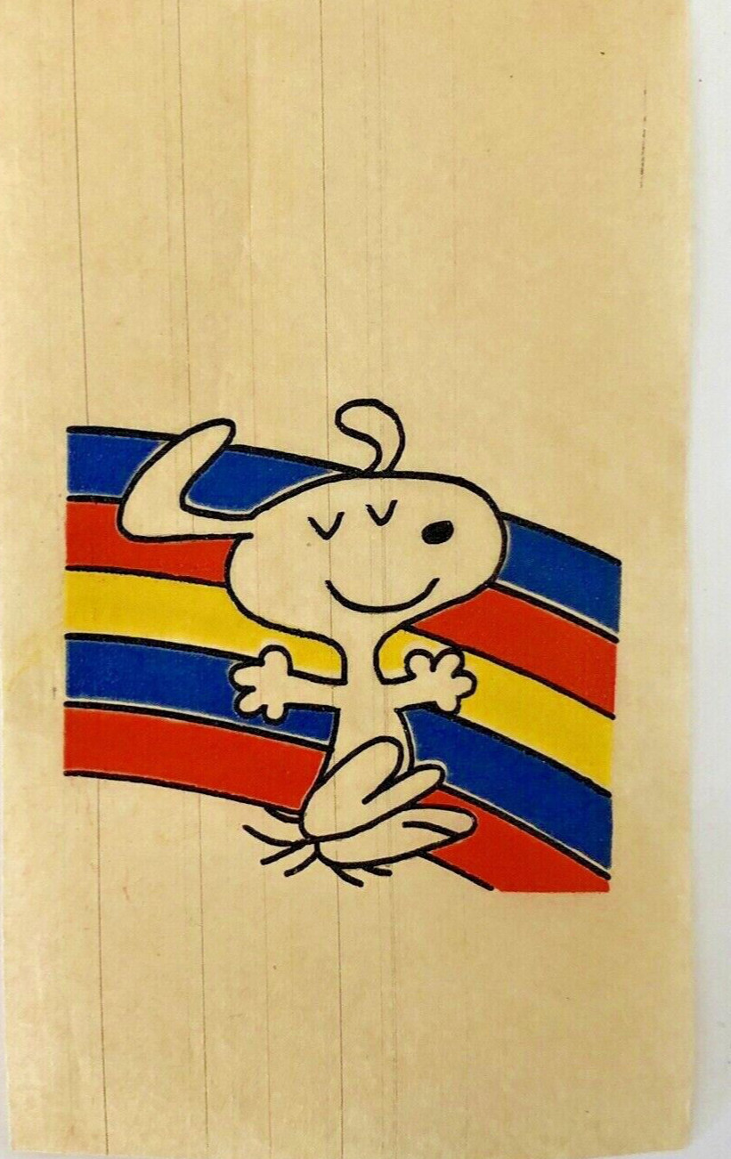 Original Vintage Snoopy Rainbow Mini Iron On Transfer Peanuts Cartoon