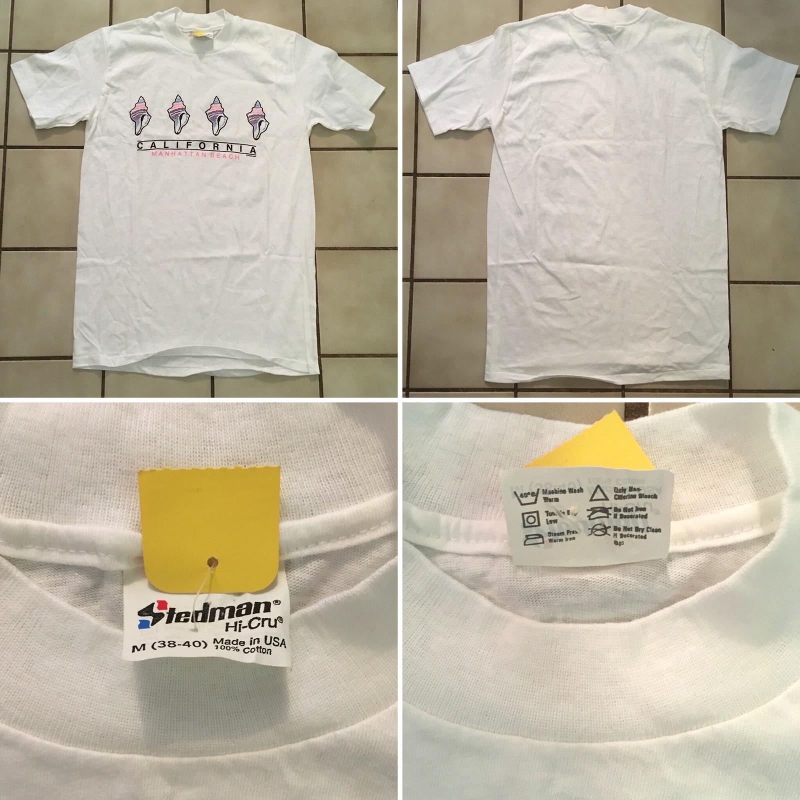 Vintage California Manhattan Beach T-Shirt c westcoast Stedman Hi-Cru M 38-40