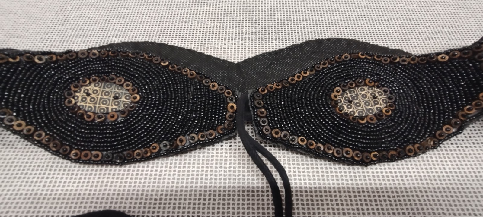 African Beaded Wood SASH BELT Black Coffee WIDE HIP BELT XL 42 in