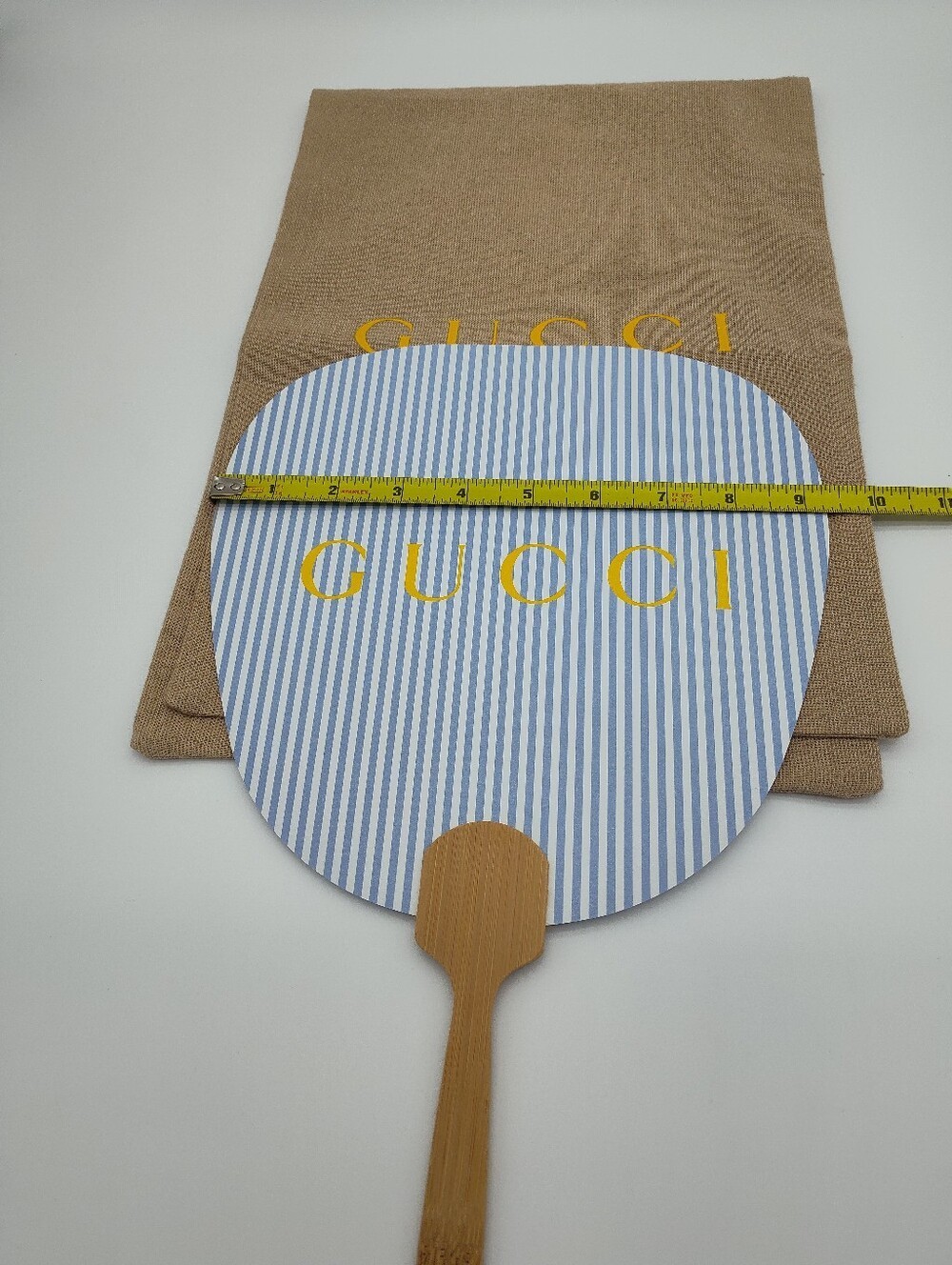 GUCCI 2023 Summer Novelty Fan Japan Limited Edition Rare Blue Stripe Bamboo Fan
