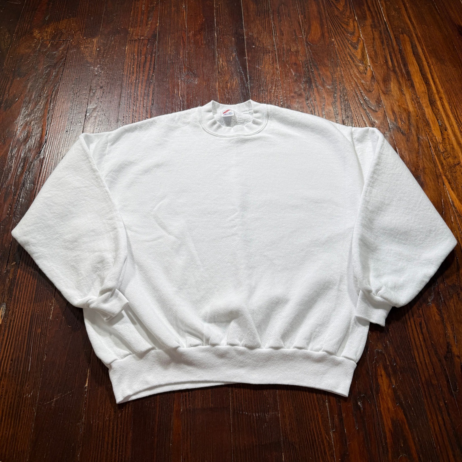 Vintage Jerzees Blank Sweatshirt Mens XL White 90s Made in USA Crewneck Fleece