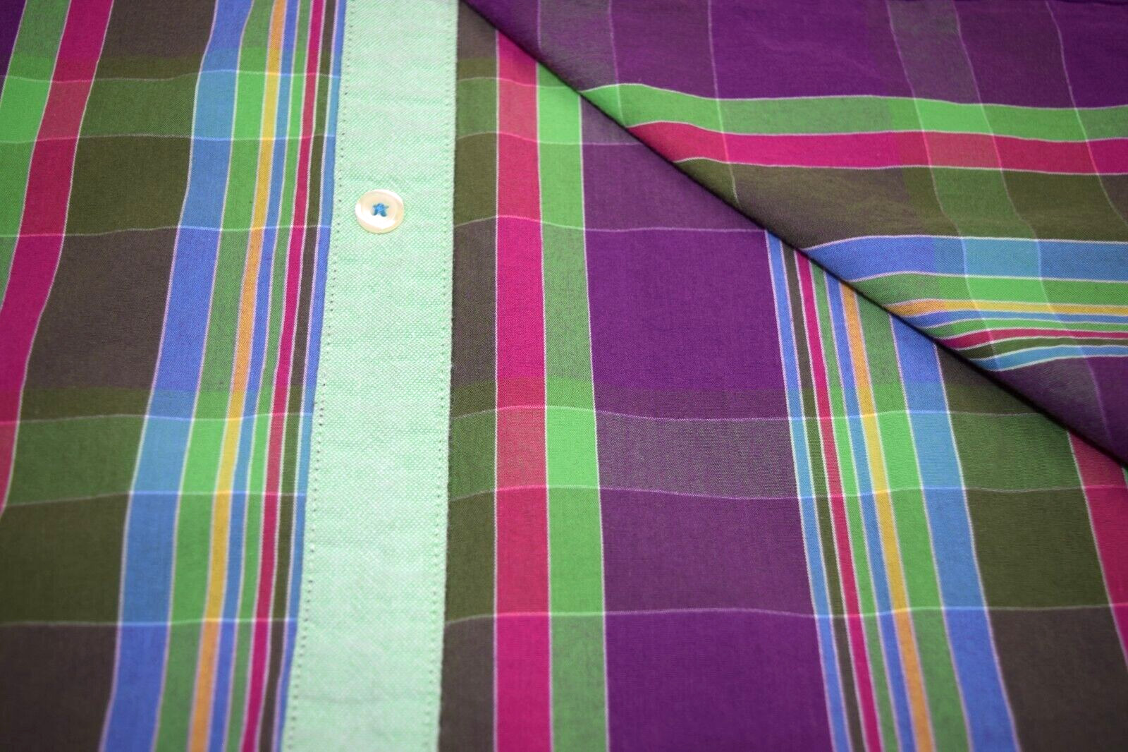 Vintage Plaid Shirt Size L/XL 00s Colours by Alexander Julian Purple Green 2012