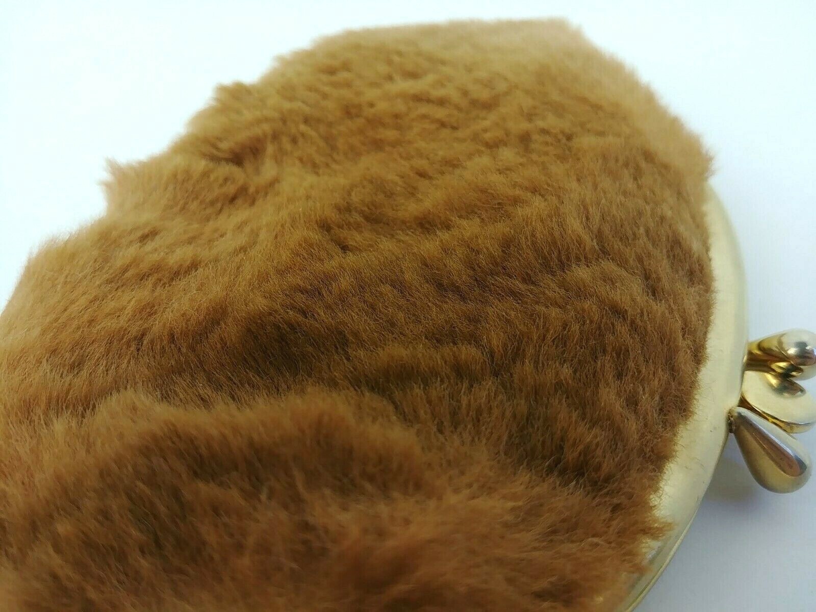 Vtg Australian Kangaroo Fur Souvenir 2 Compartment Coin Purse Clasp Closure