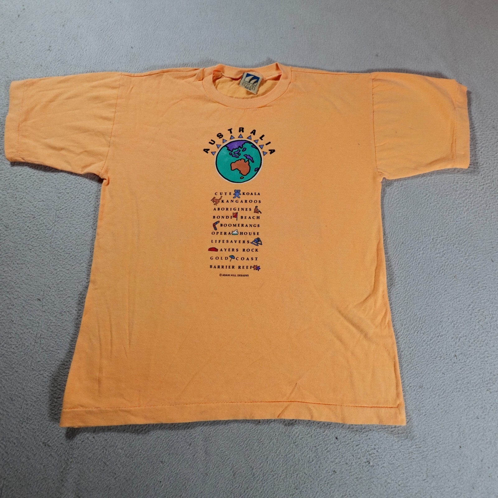 Vintage Australia Shirt Youth Extra Large Orange Single Stitch Kangaroo Koala