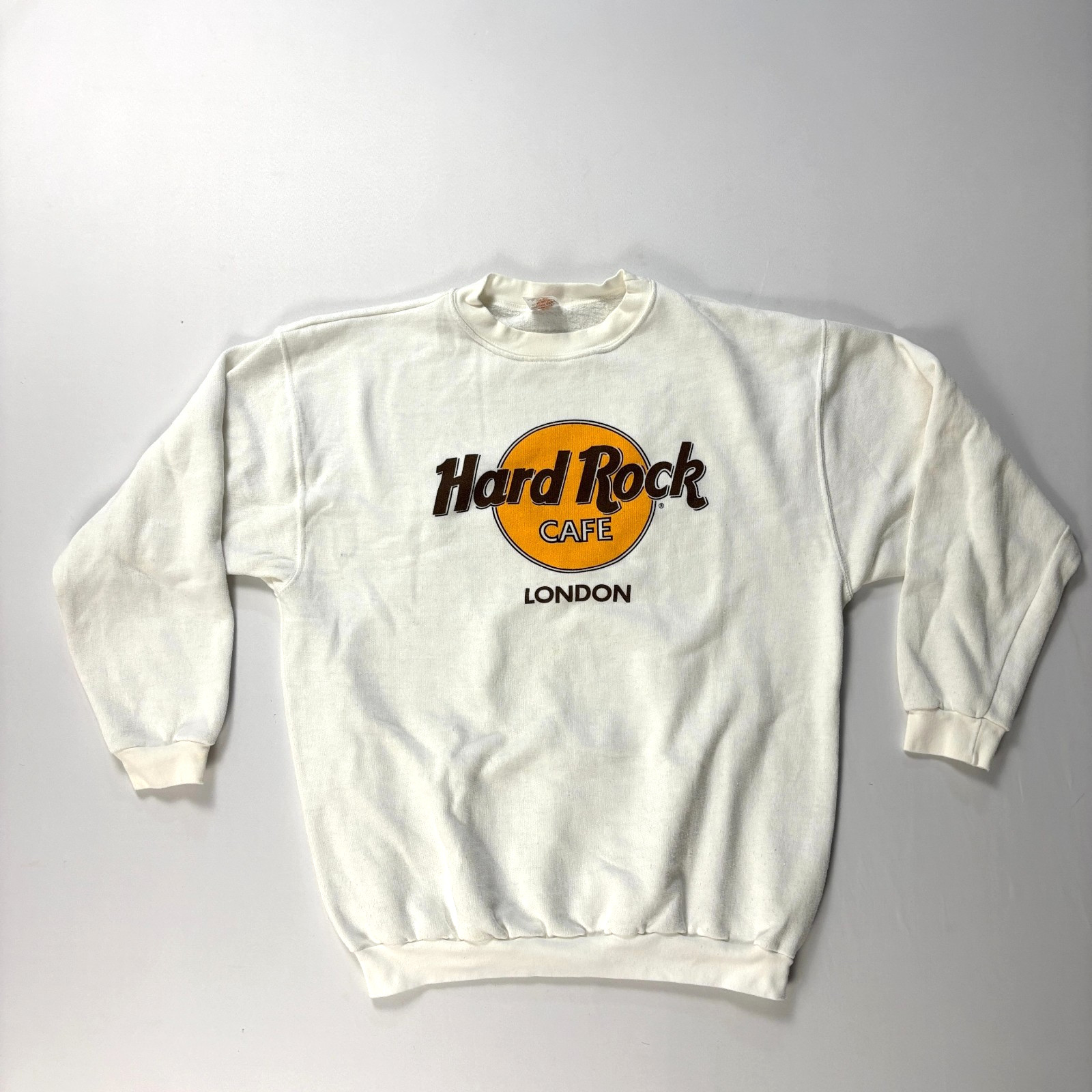 Vintage Hard Rock London Crewneck Sweatshirt White Sz L England United Kingdom