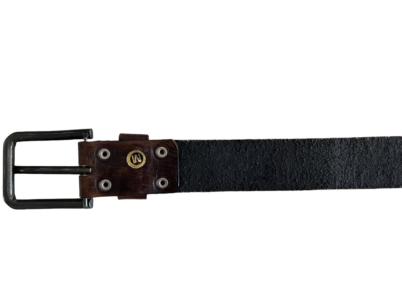 Fiorucci Vintage Kids Brown Leather Red T-Rex Engraved Logo Belt Size M 24-30