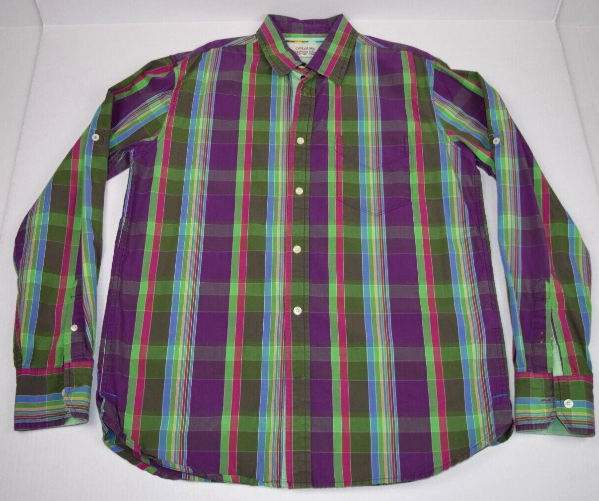 Vintage Plaid Shirt Size L/XL 00s Colours by Alexander Julian Purple Green 2012