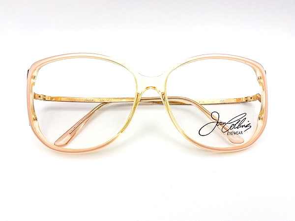 1980s Vintage Joan Collins Translucent Peach Oversized Butterfly Eyeglasses NOS