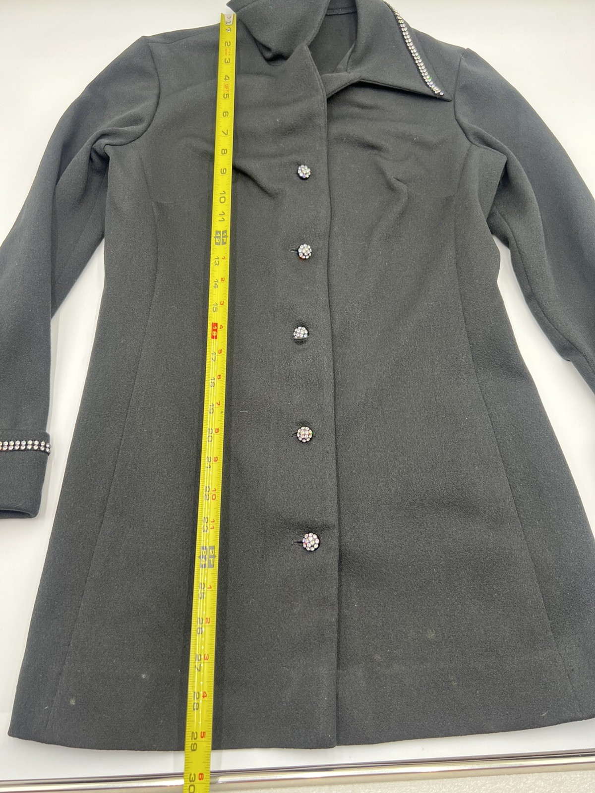 Vintage 60’s Cover Girl of Miami Black Rhinestone Trim Blazer Jacket Size XS/S