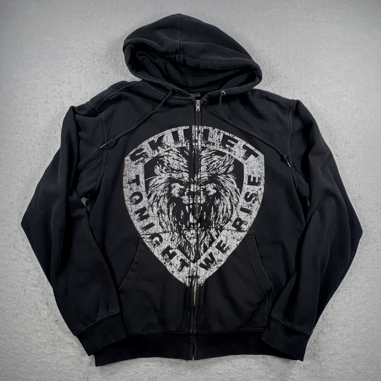 Skillet Band Hoodie Med Black Full-Zip Grunge Rock Y2k Tonight We Rise