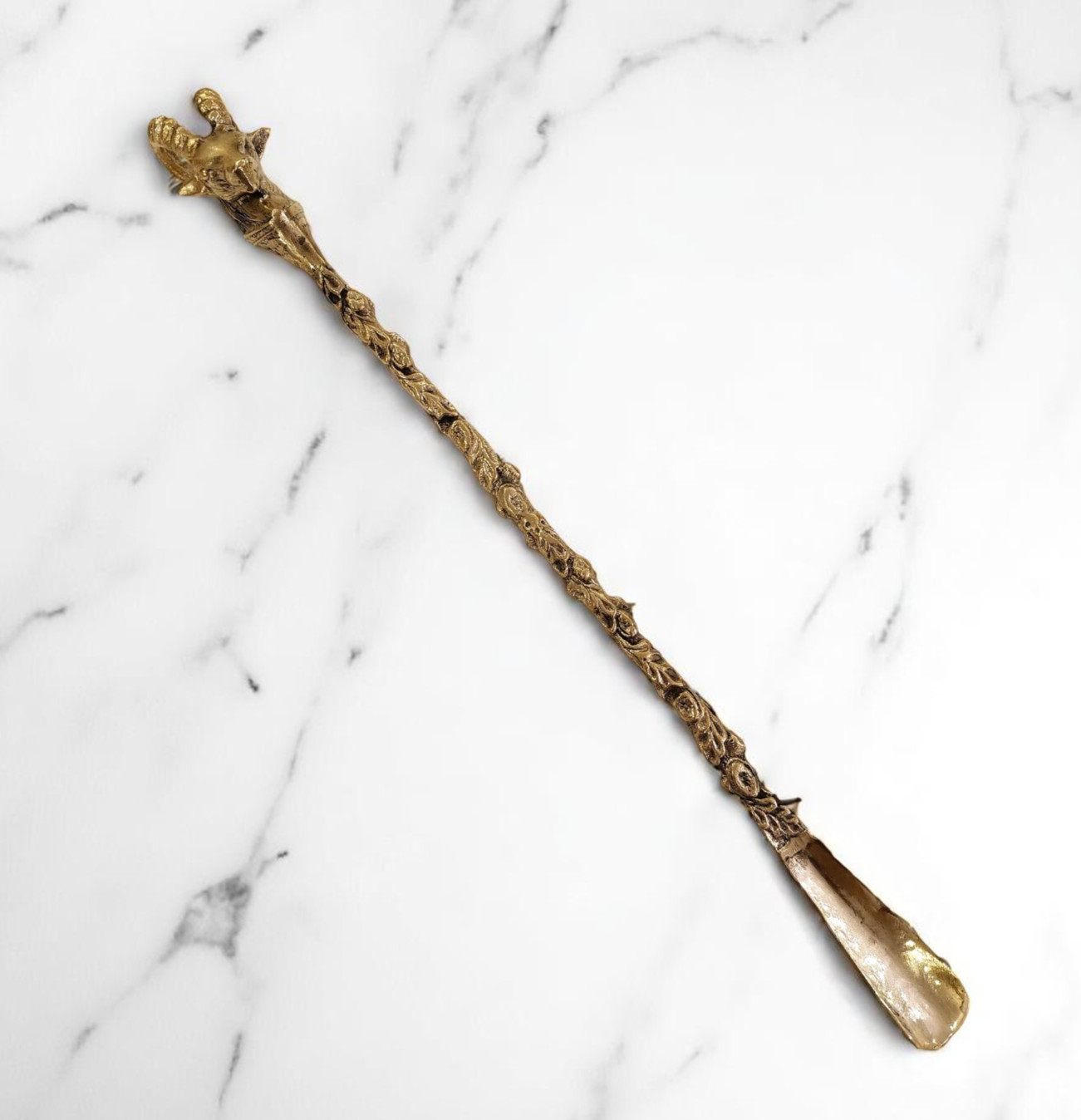 Elegant Brass Shoe Horn – 61cm Solid Brass Ram- Vintage Brass Shoe Horn 24in