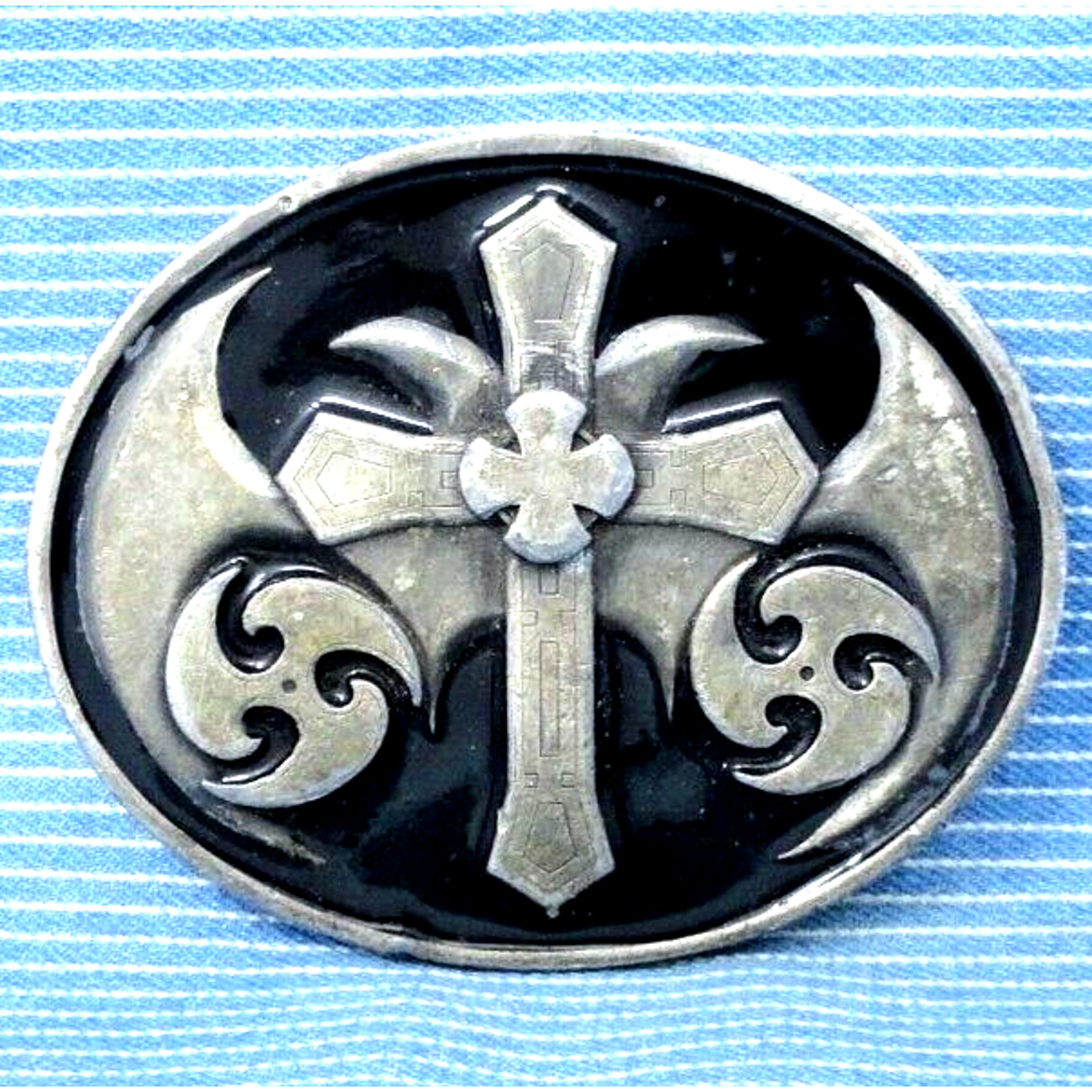 Gothic Cross Belt Buckle Christian Religious Regal Cosplay Vtg 90s .TYC136