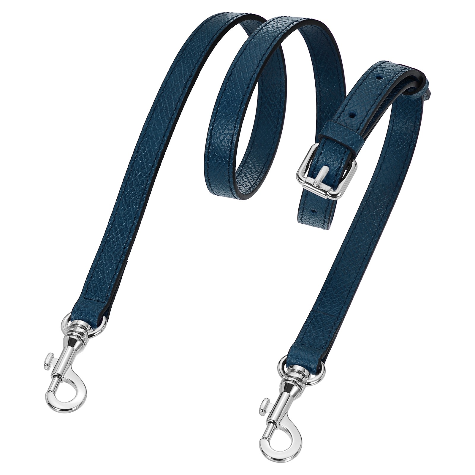 Leather bag, strap 95-115 cm shoulder strap (dark blue, silver buckle) for