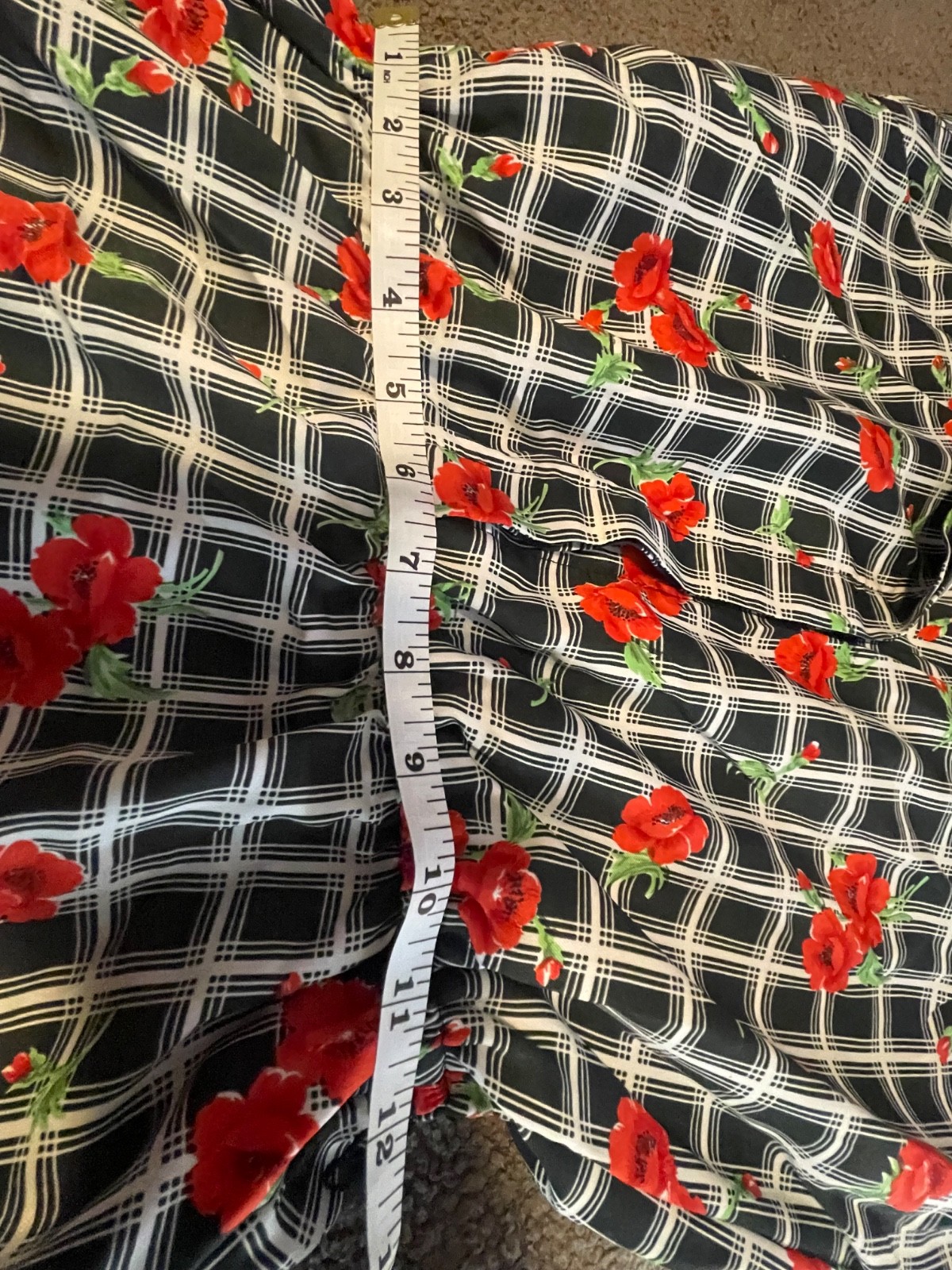Vtg 70s Sears Poppy Floral Plaid Dress Grandmacore Shirt Dress XS S 1970s Red