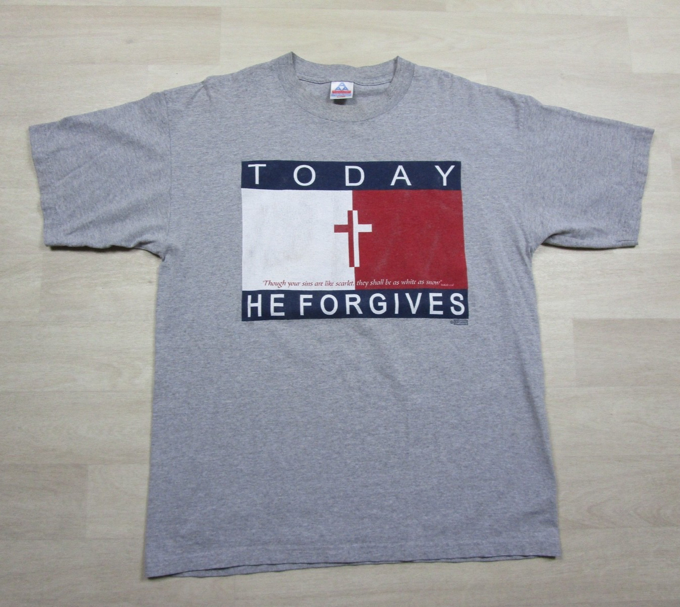 Vintage Y2K Jesus T Shirt (XL) Isaiah 1:18 Today He Forgives Christian Religious