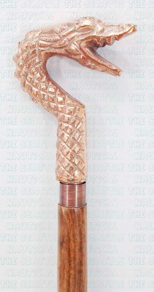 Handmade Designer Copper Finish Dragon Handle Cane Walking Stick Halloween Gift