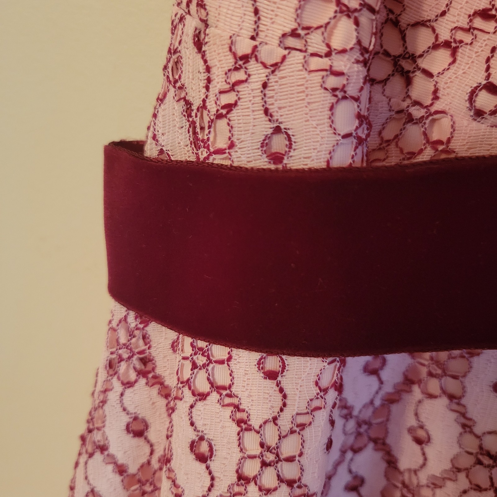 Vtg ILGWU Cottage Core Dress Pink Lace Maxi Ruffle/Layered Cap Sleeve Juniors 11
