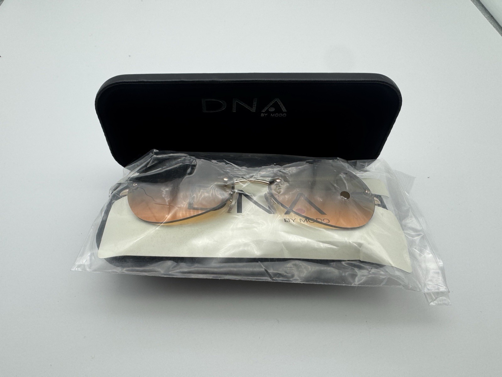 DNA by MODO 913 Sunglasses Gold Frame Green Orange Lenses NOS w/ Case