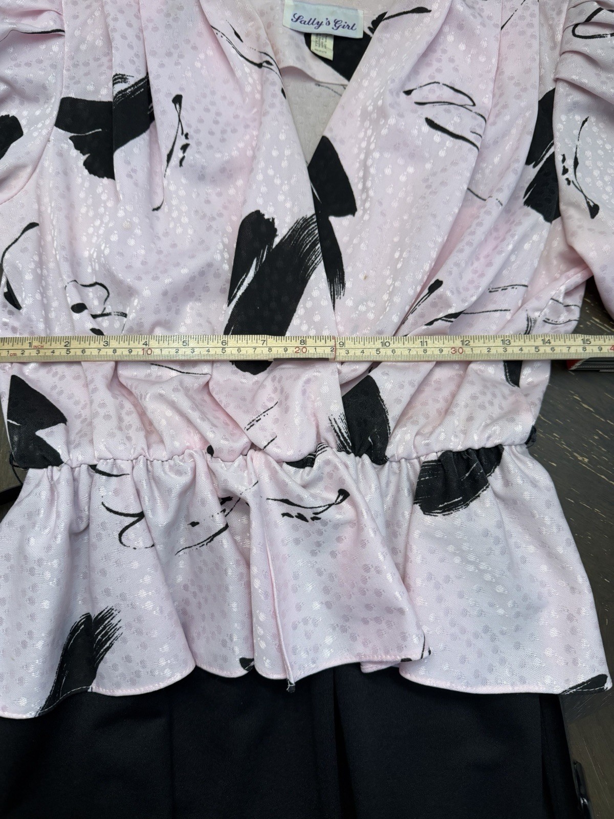 Vintage ︱Sally’s Girl ︱Pink & Black Dress ︱ Women’s Sz 14︱1980’s