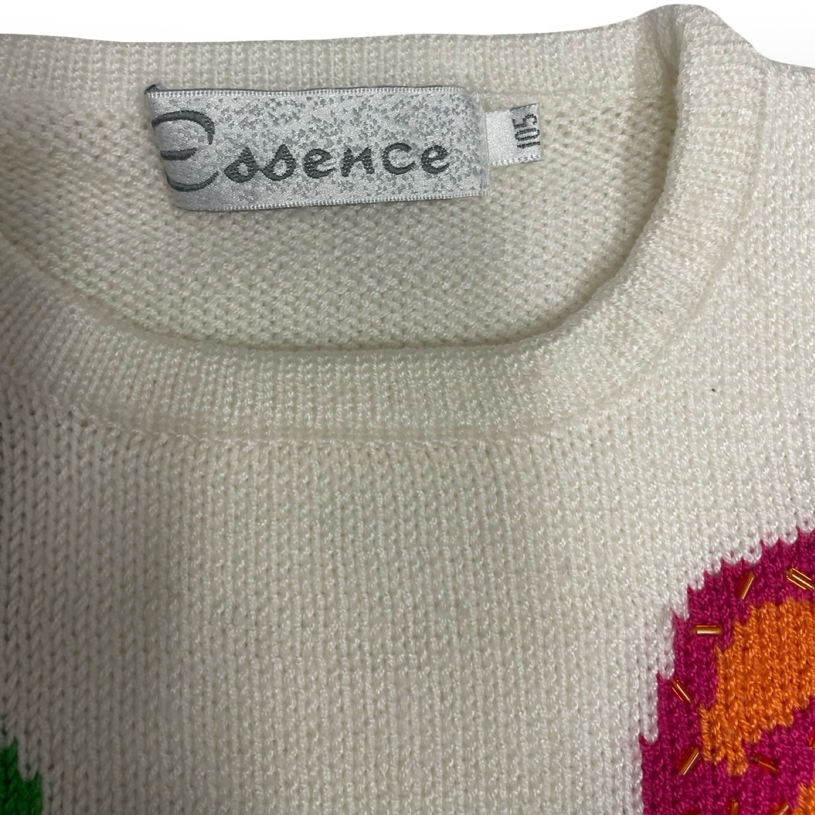 Vintage Essence Floral Geometric Sweater Pink 80s retro cozy cute casual office