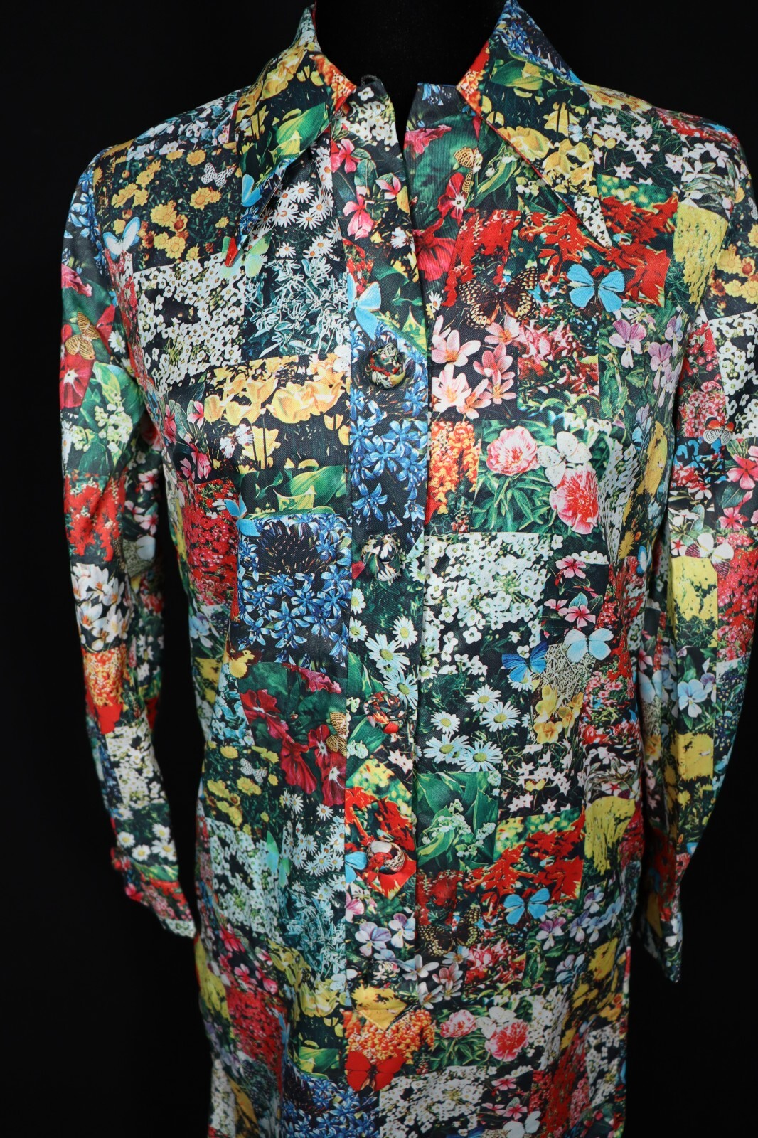 Vintage 1970’s Poly Floral Photo Print Pullover Dress Size 6