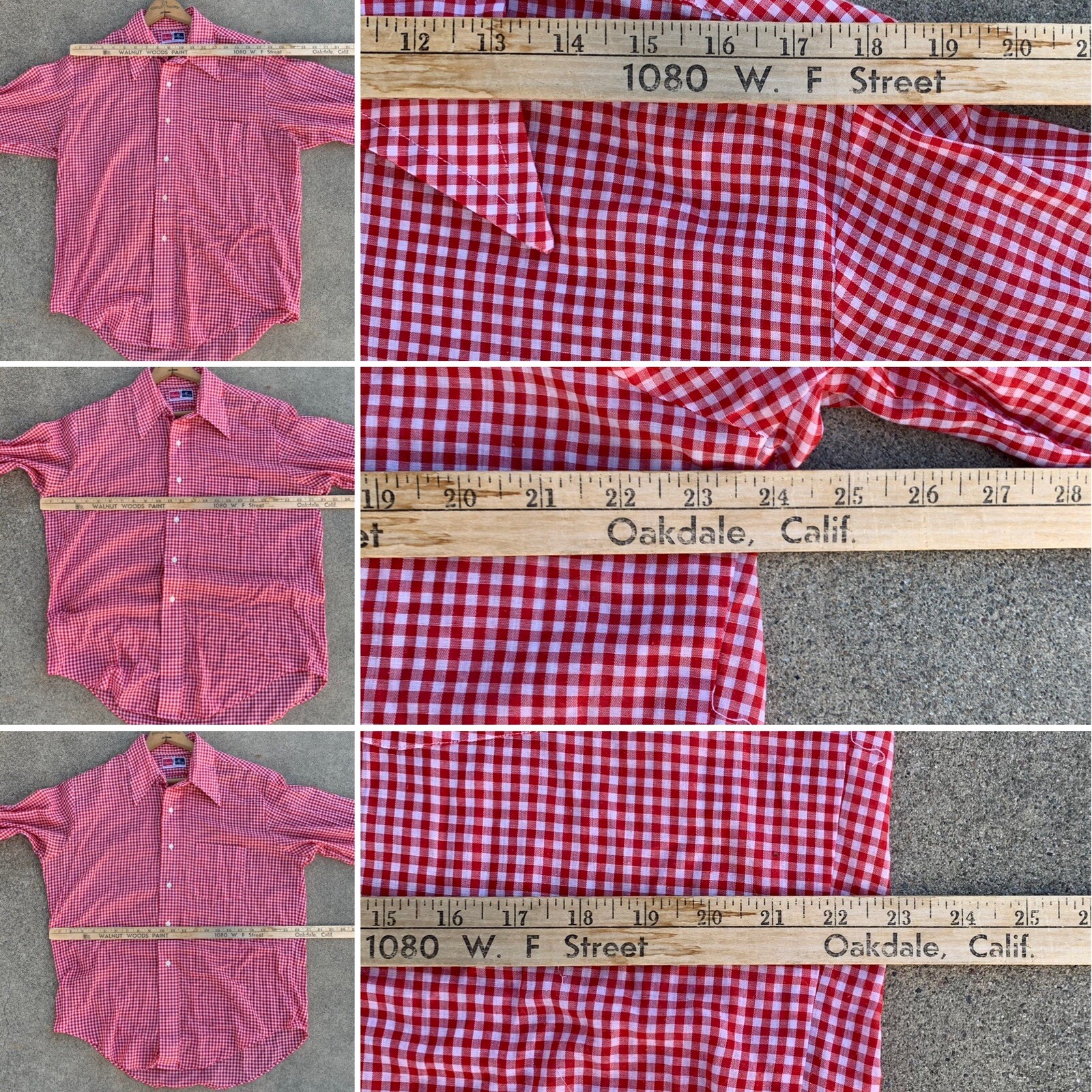 vintage Supre Macy red white gingham shirt left chest pocket size 16 1/2 – 33