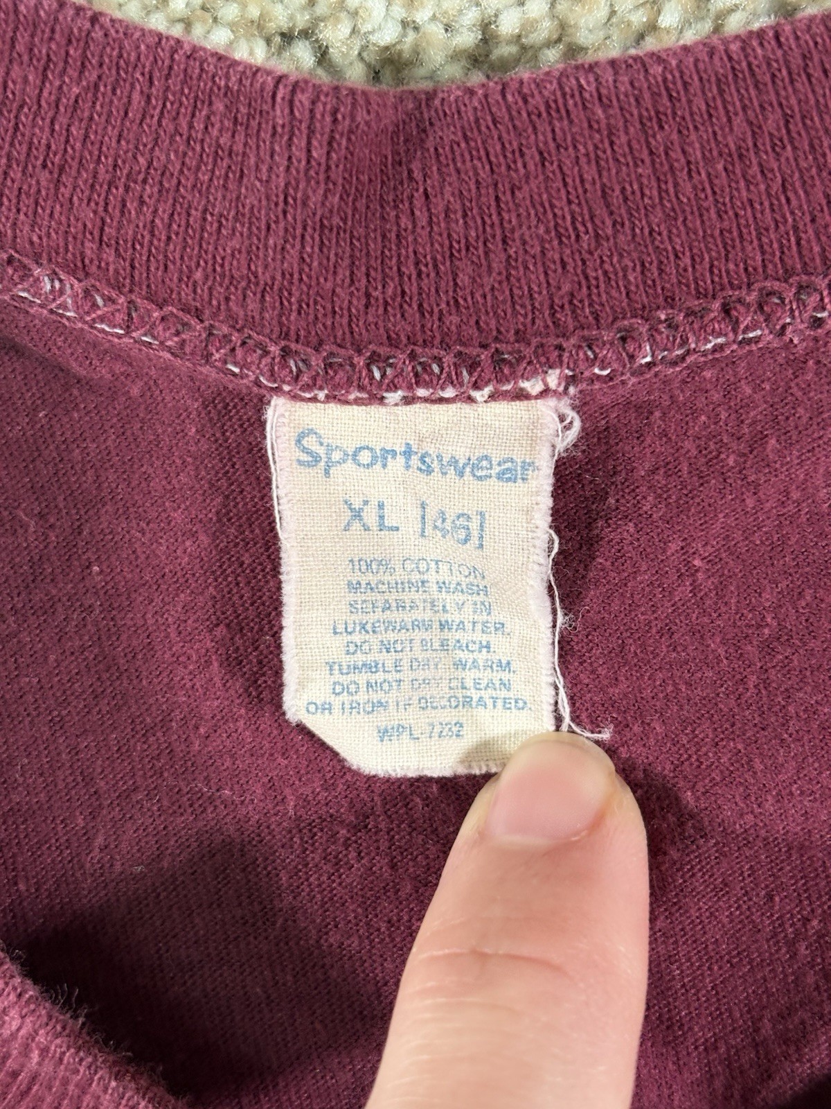 Vintage Sportswear 3/4 Sleeve Football Shirt 100% Cotton • Size XL (46)