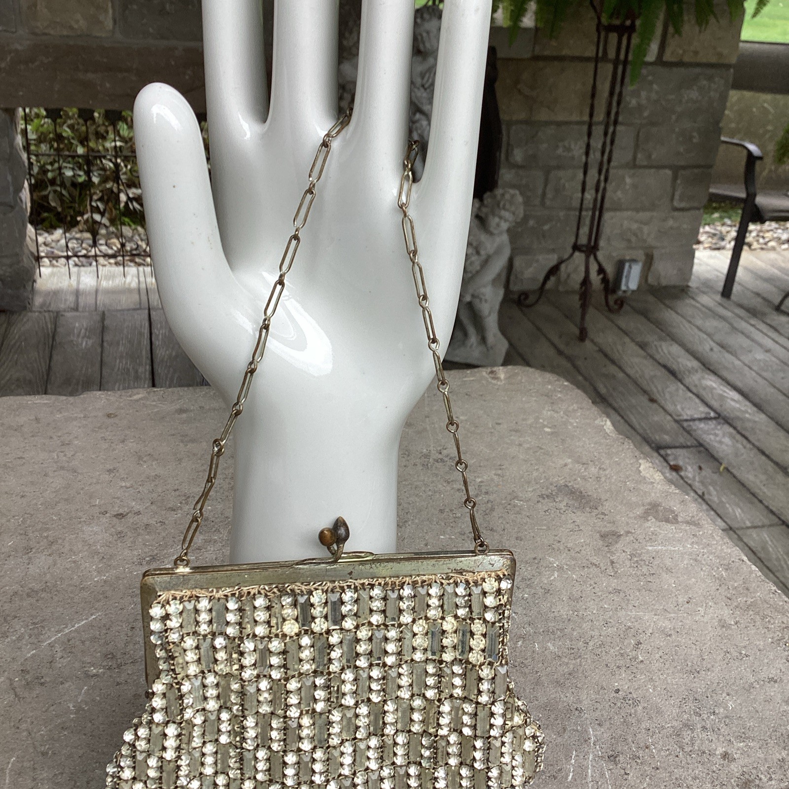 VINTAGE CZECHOSLOVAKIAN RHINESTONE LADIES EVENING BAG COMPLETE SIGNED 57