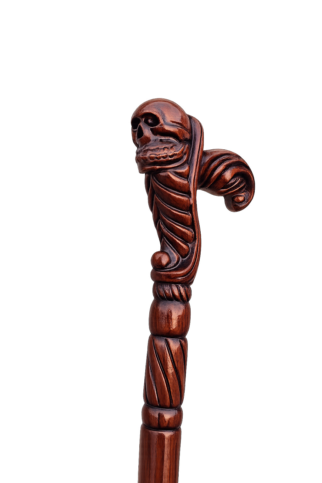 Hand Carved Skull Wooden Walking Cane 37″ Detachable Gothic Skeleton Walking Sti